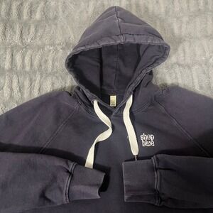 Earth Positive Climate Neutral Save Our Oceans Turtle Anchor Hoodie L Navy Blue